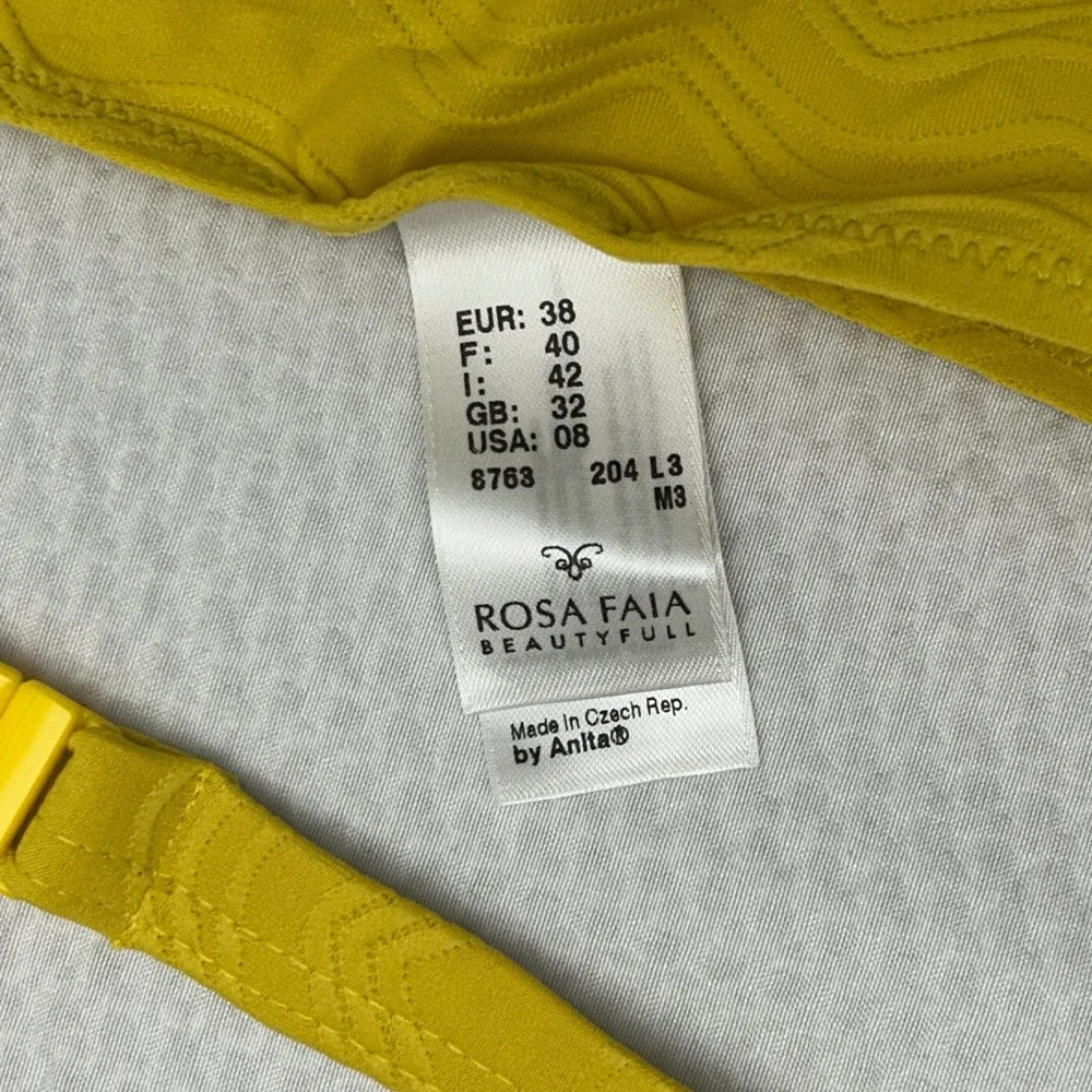 Rosa Faia by Anita Yellow Wavy Textured Halter Bikini Set Size 8 Cup C‎ 8763